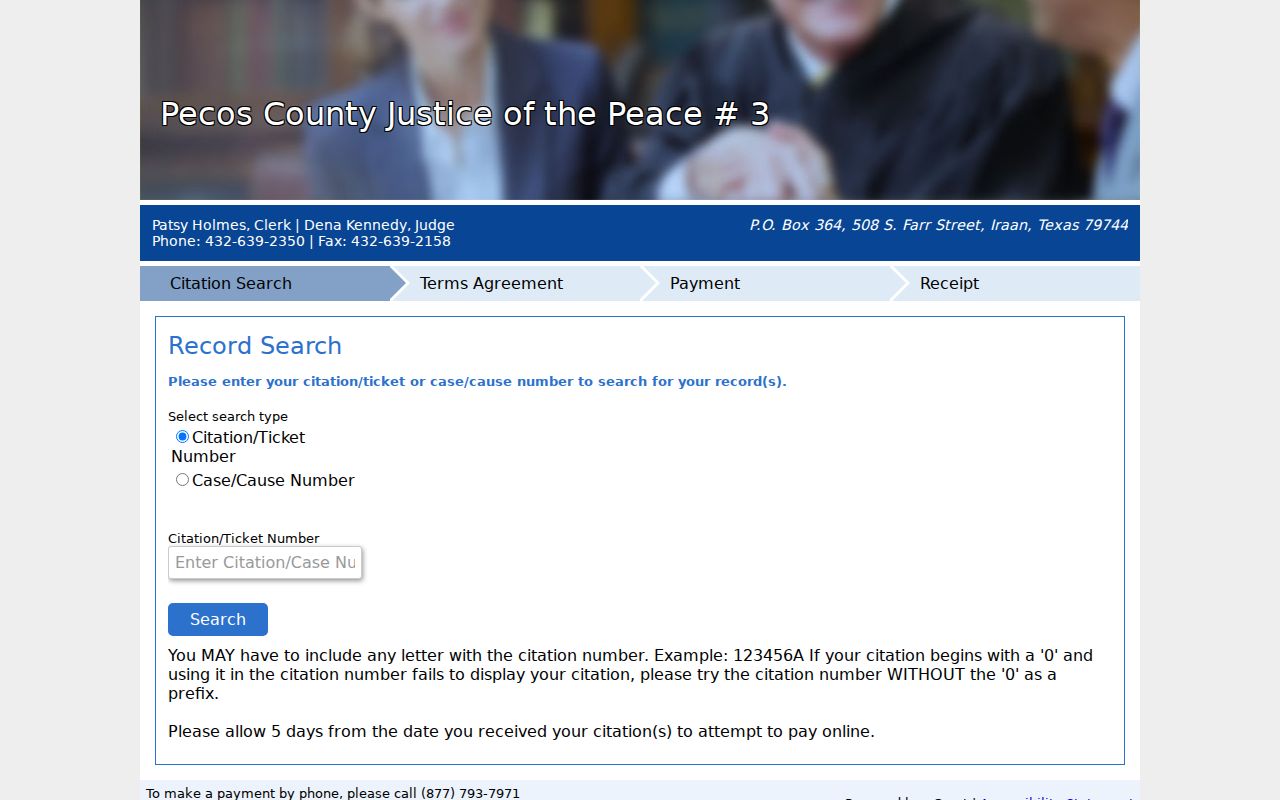 Pecos County JP3 nCourt citation and case-number search