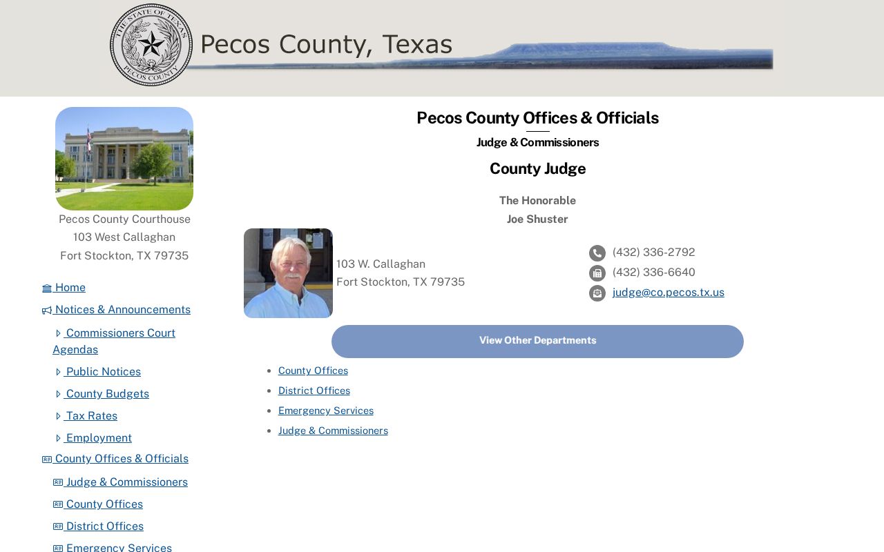 Pecos County courthouse and County Judge contact page