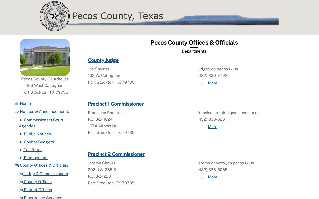 Pecos County directory of courts, clerks, sheriff, and precinct offices